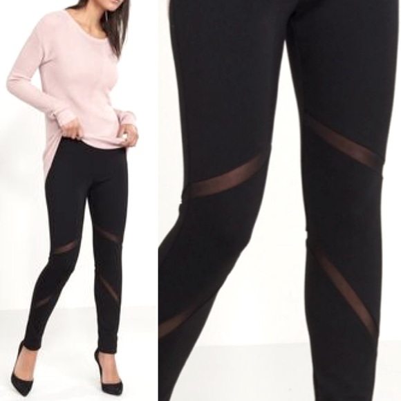 {2/$40} Dynamite Black Leggings with Mesh - Picture 4 of 7